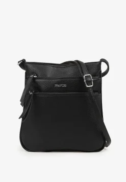 Czarna Torebka Typu Listonoszka z Zasuwanymi Kieszeniami Silatea