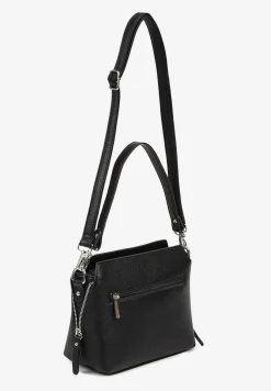 Czarna Torebka Typu Listonoszka Ozdobiona Napisem Sadelli