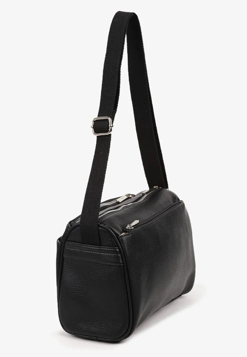 Czarna Torebka Typu Listonoszka z Czterema Komorami Davirienne