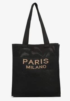 Czarna Torebka Typu Shopper Zdobiona Tłoczeniami Salicella