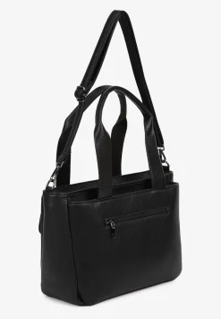 Czarna Torebka Typu Shopper z Klamerką i Dodatkowym Paskiem Crossbody Kolarienna