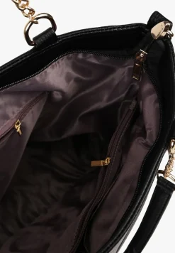 Czarna Torebka Typu Shopper z Ozdobnymi Rączkami i Paskiem na Ramię Idaloriela