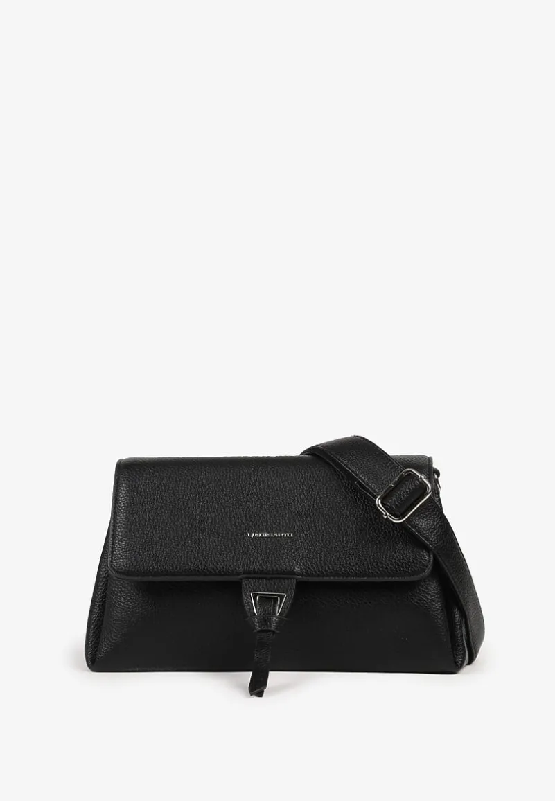 Czarna Trapezowa Torebka Typu Listonoszka z Klapą Gesselle