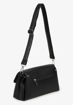 Czarna Trapezowa Torebka Typu Listonoszka z Klapą Gesselle