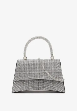 Czarna Wieczorowa Torebka Zdobiona Cyrkoniami z Zapięciem na Magnes Timalis