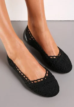 Czarne Balerinki Koronkowe Sham
