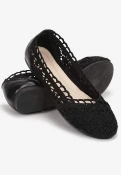 Czarne Balerinki Koronkowe Sham