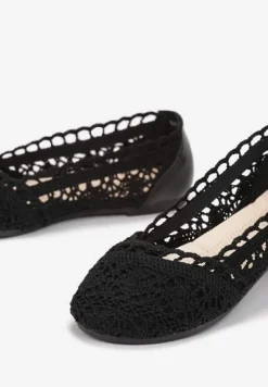 Czarne Balerinki Koronkowe Sham