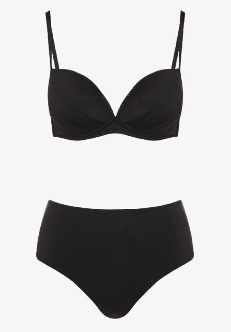 Czarne Basicowe Bikini Biustonosz i Majtki Figi Natonea