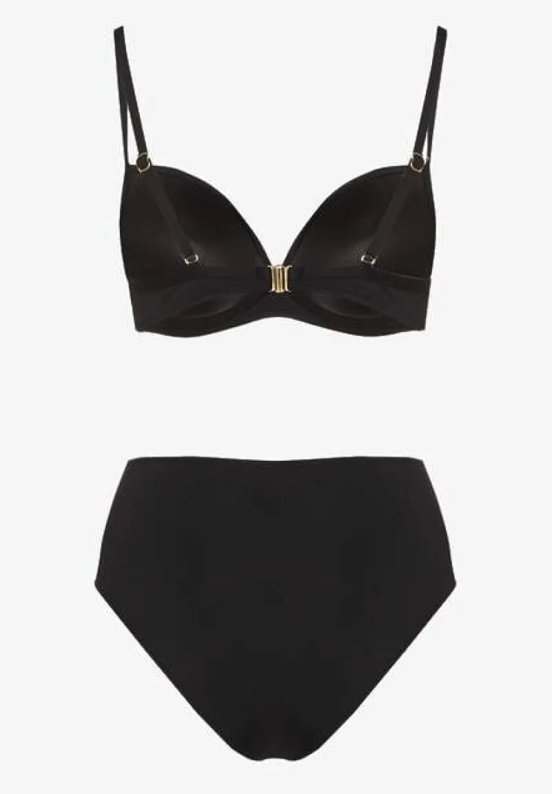 Czarne Basicowe Bikini Biustonosz i Majtki Figi Natonea