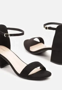 Czarne Basicowe Sandały na Słupku Vices z Paskiem Wokół Kostki Varhira