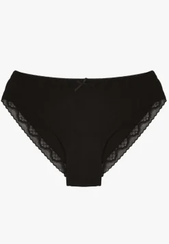 Czarne Bawełniane Majtki z Kokardą i Koronką Tamielis
