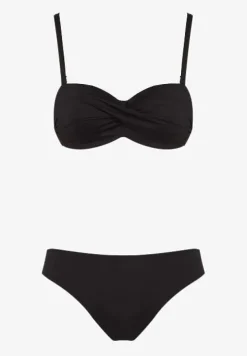 Czarne Bikini 2 Pary Majtek Typu Figi i Biustonosz Wiązany na Plecach Galanoria