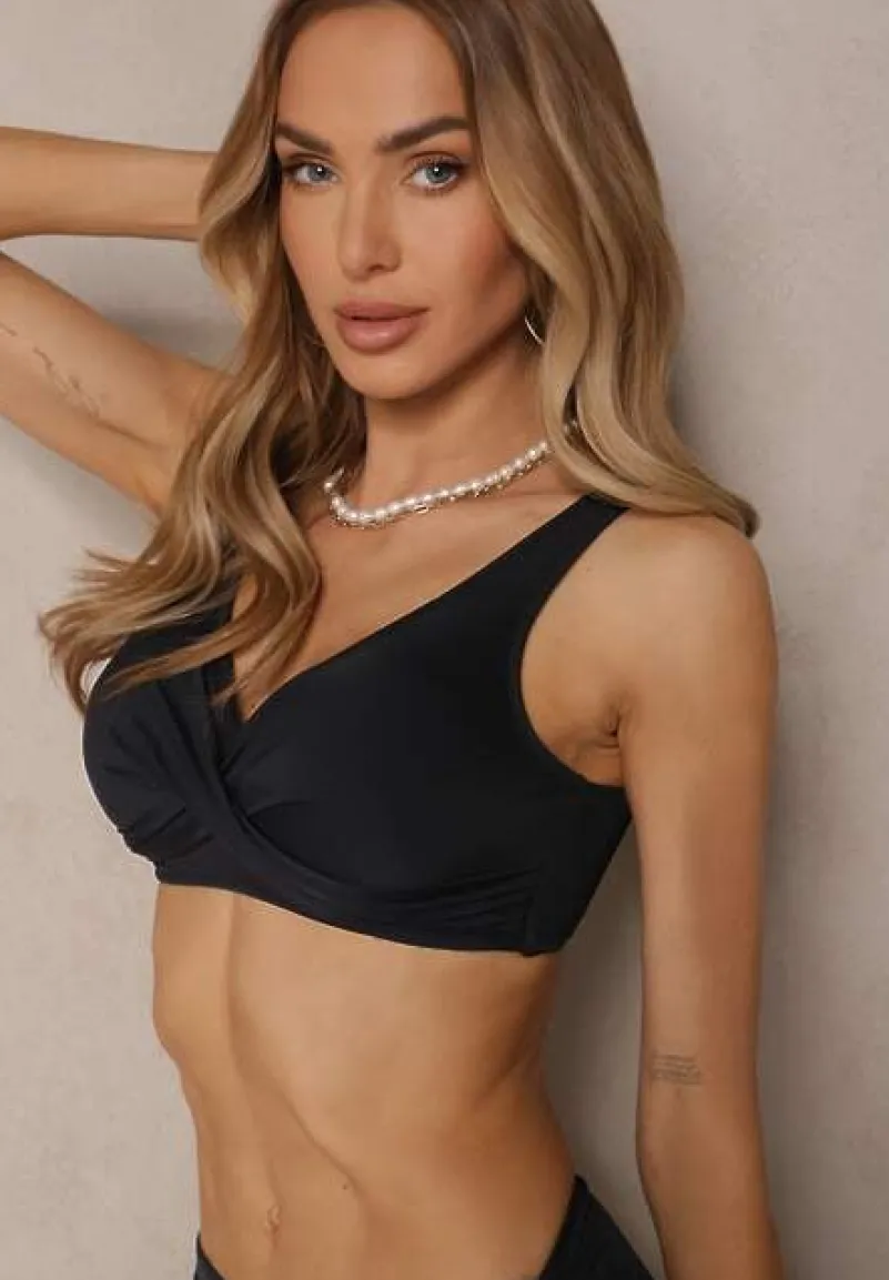 Czarne Bikini Biustonosz i Majtki Figi z Wiązaniem Kinalisa