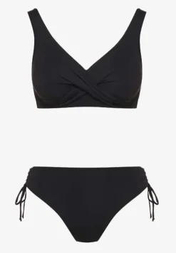 Czarne Bikini Biustonosz i Majtki Figi z Wiązaniem Kinalisa