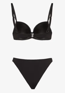 Czarne Bikini Biustonosz i Majtki Figi z Aplikacją z Cyrkoniami Nateria