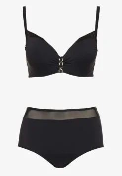 Czarne Bikini Biustonosz Zdobiony Aplikacją i Majtki Typu Figi Iffirelle