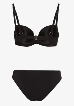 Czarne Bikini Komplet Dwuczęściowy Biustonosz z Usztywnionymi Miseczkami Majtki Typu Figi Wistella