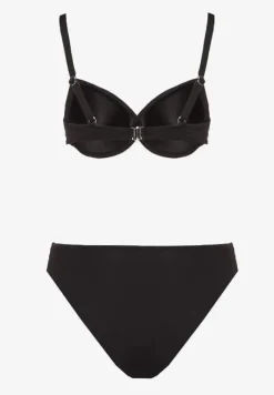 Czarne Bikini Majtki Figi Biustonosz z Trójkątną Aplikacją Natizeria