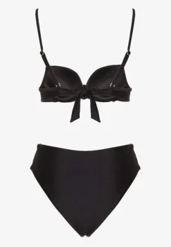 Czarne Bikini Majtki Figi i Biustonosz z Metaliczną Ozdobą Kinalenna
