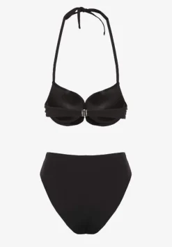 Czarne Bikini Majtki Figi i Biustonosz Ozdobione Wiązaniem Saniorie