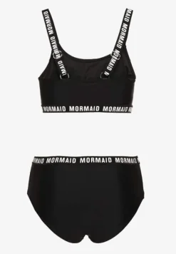 Czarne Bikini Majtki Typu Figi i Sportowa Góra Ozdobione Napisami Nevoneira