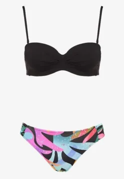 Czarne Bikini Marszczony Biustonosz i Majtki Typu Figi Salenthia