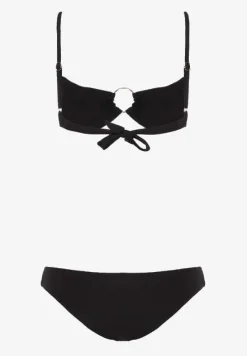 Czarne Bikini Ozdobione Okrągłą Klamrą Przy Biustonoszu Carisia