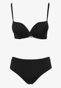 Czarne Bikini Stanik Push-Up i Klasyczne Figi Pevbia