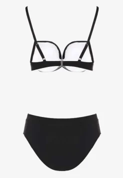 Czarne Bikini Stanik Push-Up i Klasyczne Figi Pevbia