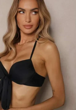 Czarne Bikini Wiązany Biustonosz i Majtki Typu Figi Fevarelia