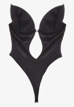 Czarne Body Transparentne z Wycięciami i Odkrytymi Plecami Vevolia