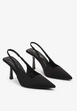 Czarne Czółenka na Szpilce z Odkrytą Piętą Irillane