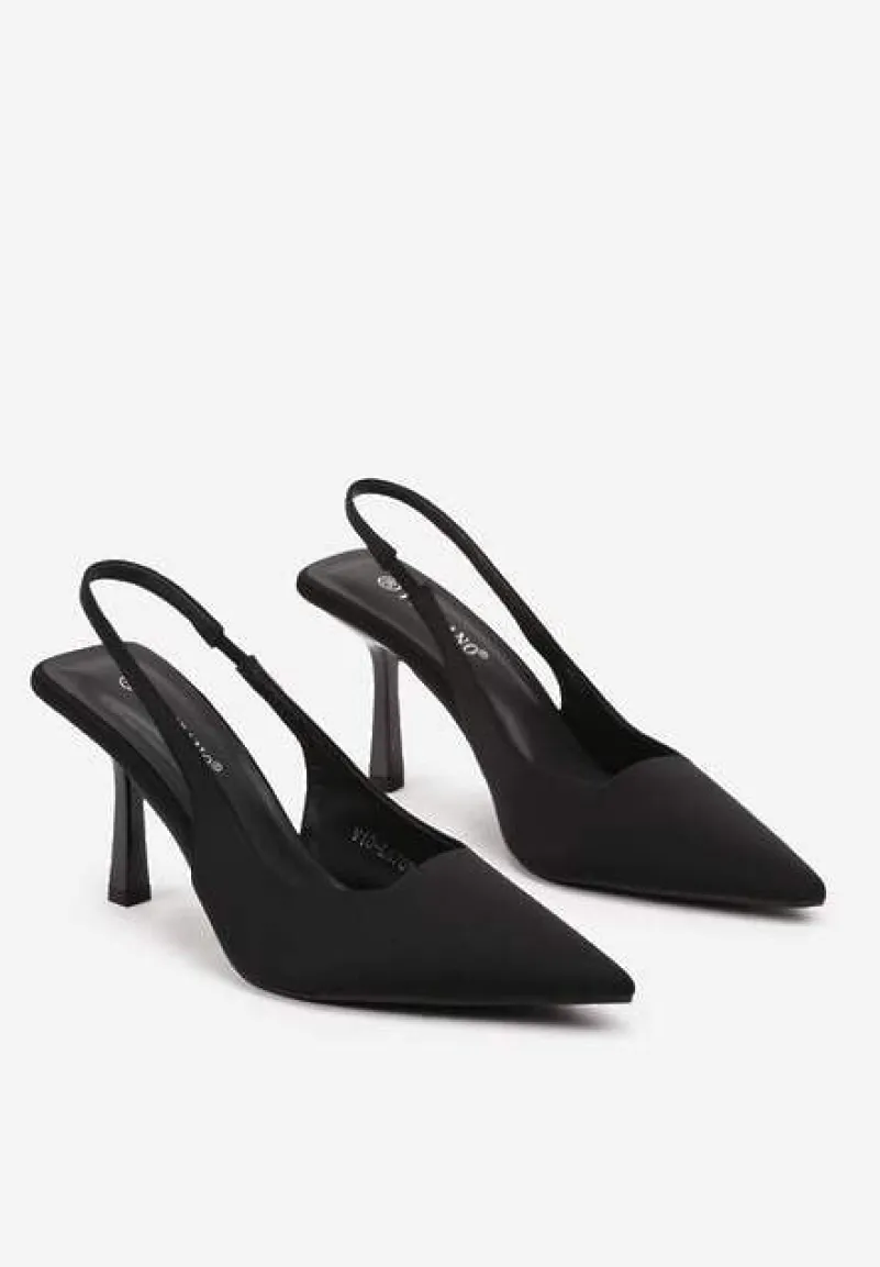 Czarne Czółenka na Szpilce z Odkrytą Piętą Irillane