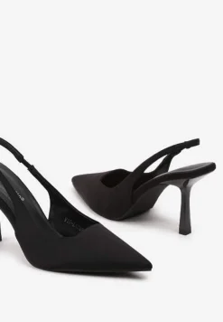 Czarne Czółenka na Szpilce z Odkrytą Piętą Irillane