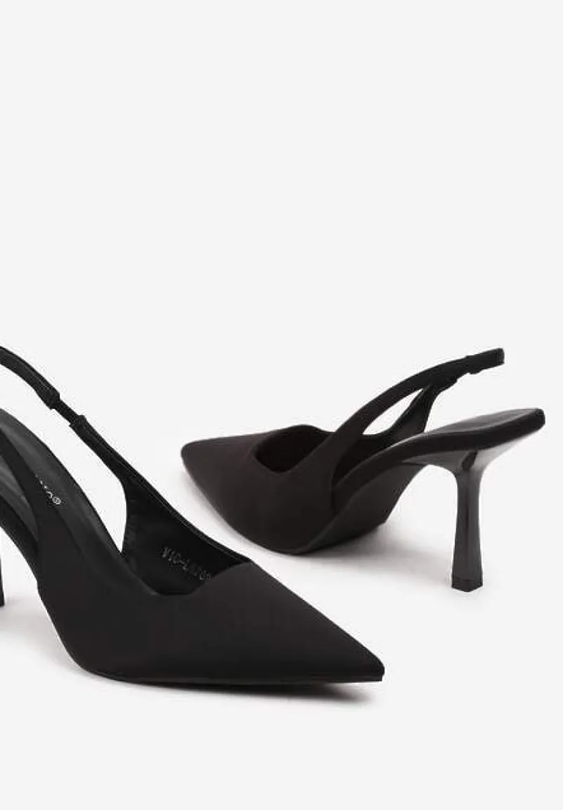 Czarne Czółenka na Szpilce z Odkrytą Piętą Irillane