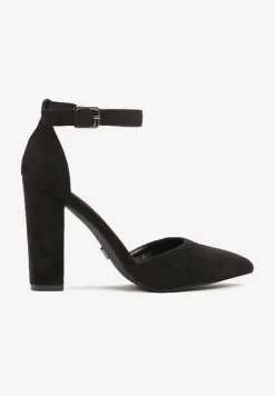 Czarne Czółenka Vices na Słupku z Paskiem Wokół Kostki Izalithea