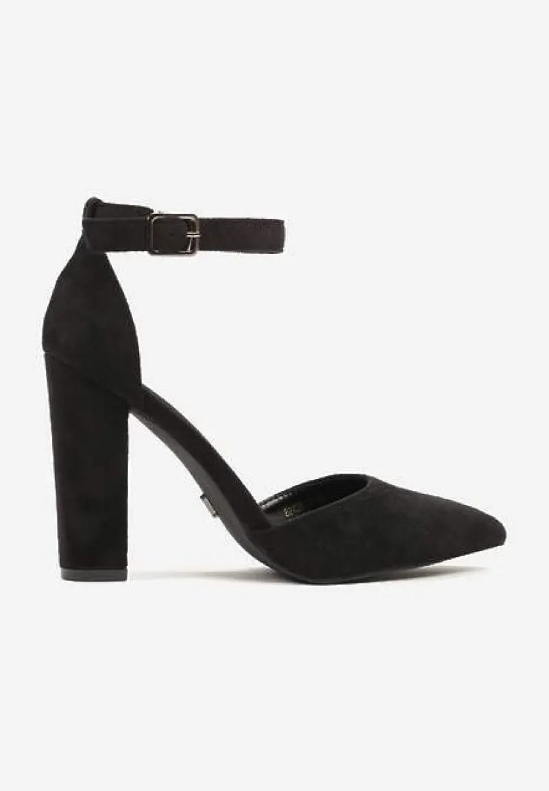 Czarne Czółenka Vices na Słupku z Paskiem Wokół Kostki Izalithea