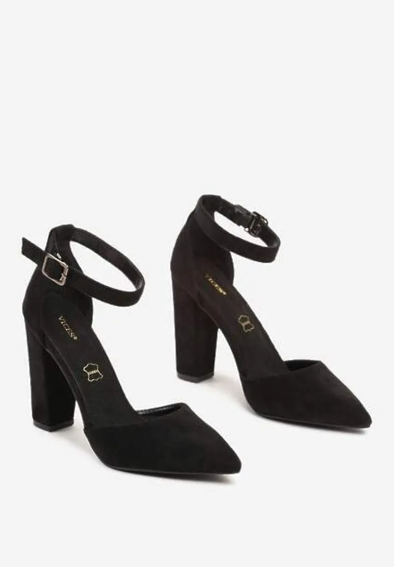 Czarne Czółenka Vices na Słupku z Paskiem Wokół Kostki Izalithea