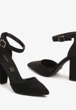 Czarne Czółenka Vices na Słupku z Paskiem Wokół Kostki Izalithea