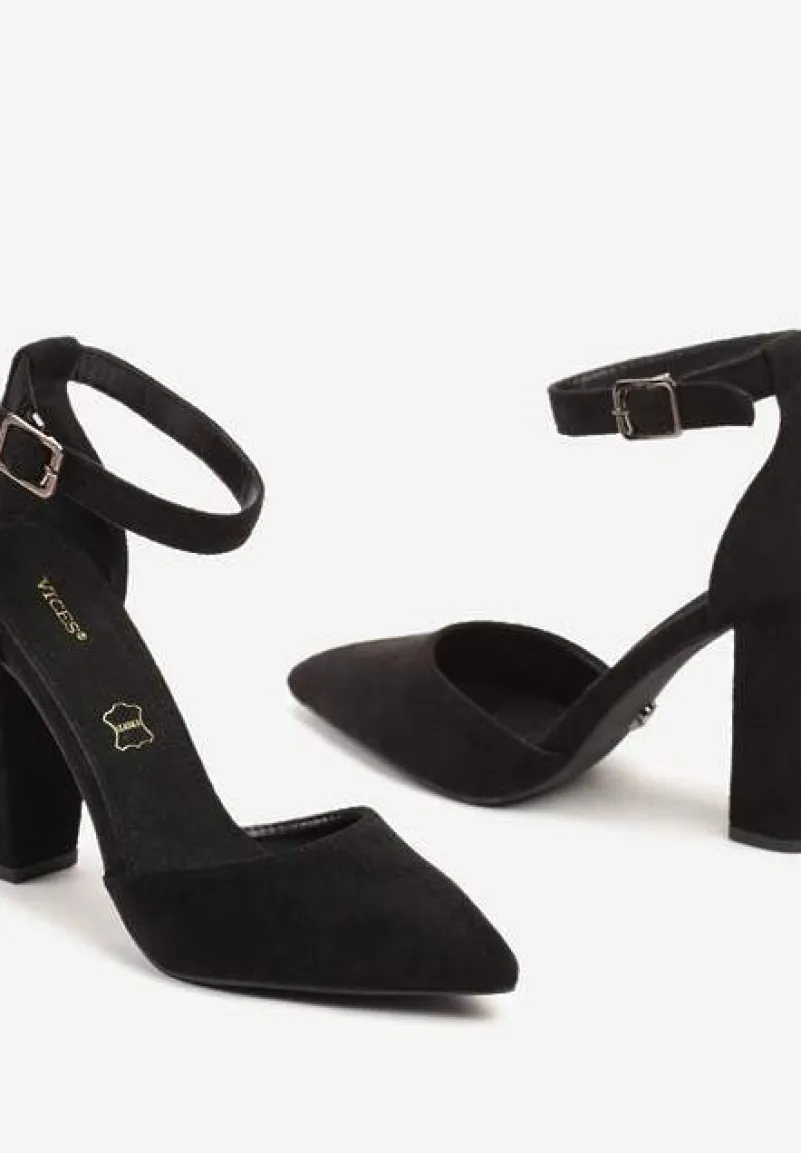 Czarne Czółenka Vices na Słupku z Paskiem Wokół Kostki Izalithea