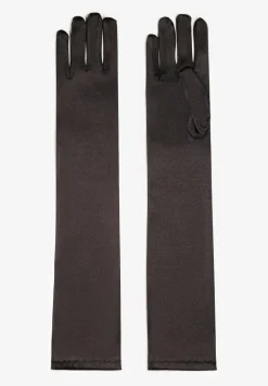 Czarne Długie Rękawiczki Welurowe Neginah