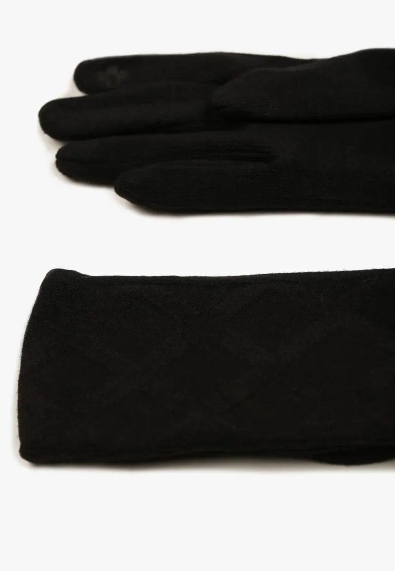 Czarne Dzianinowe Casualowe Rękawiczki z Bawełną Zinnithoa