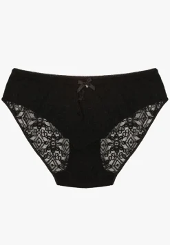 Czarne Koronkowe Majtki Typu Figi z Ozdobną Kokardką Nilwia
