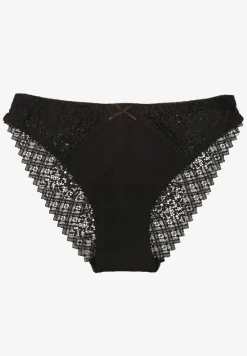 Czarne Majtki Figi z Bawełny Ozdobione Koronką Elerives