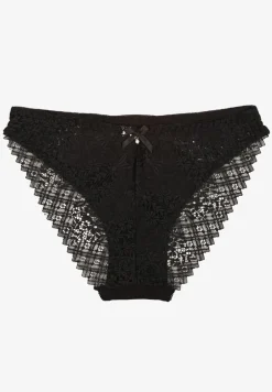 Czarne Majtki Figi z Bawełny Ozdobione Koronką Elerives