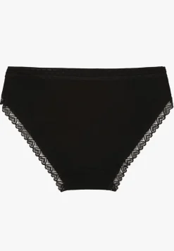 Czarne Majtki z Bawełny o Kroju Fig z Ozdobną Koronką Talivina