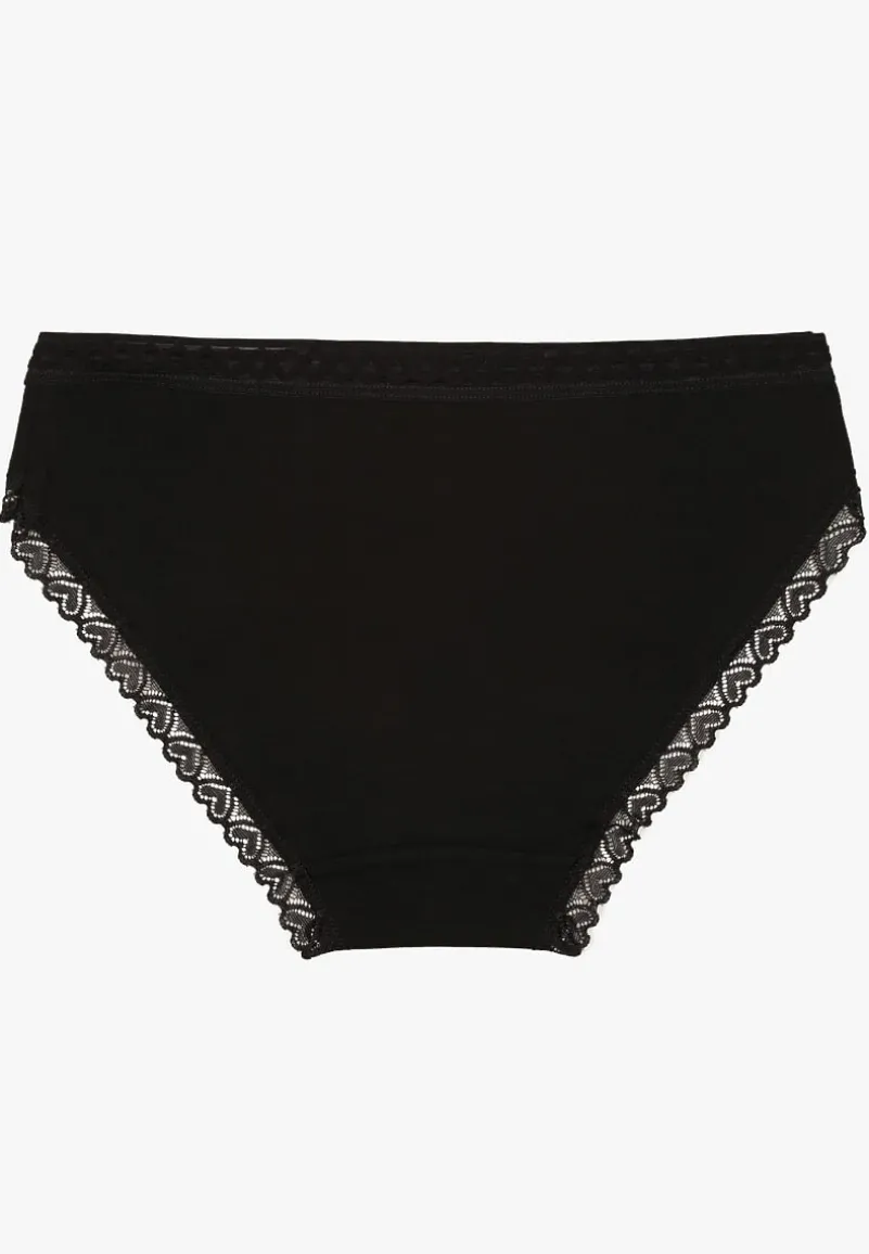 Czarne Majtki z Bawełny o Kroju Fig z Ozdobną Koronką Talivina