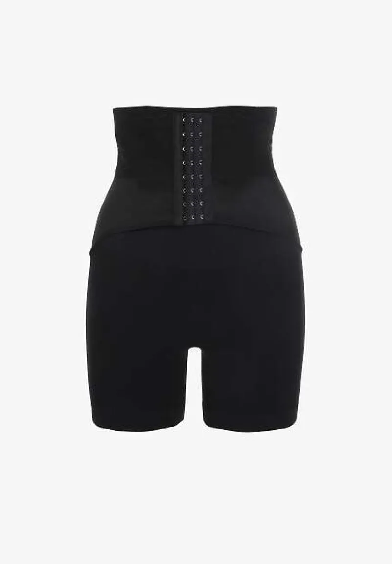 Czarne Modelujące Majtki z Gorsetowym Zapięciem na Haftki Hefial