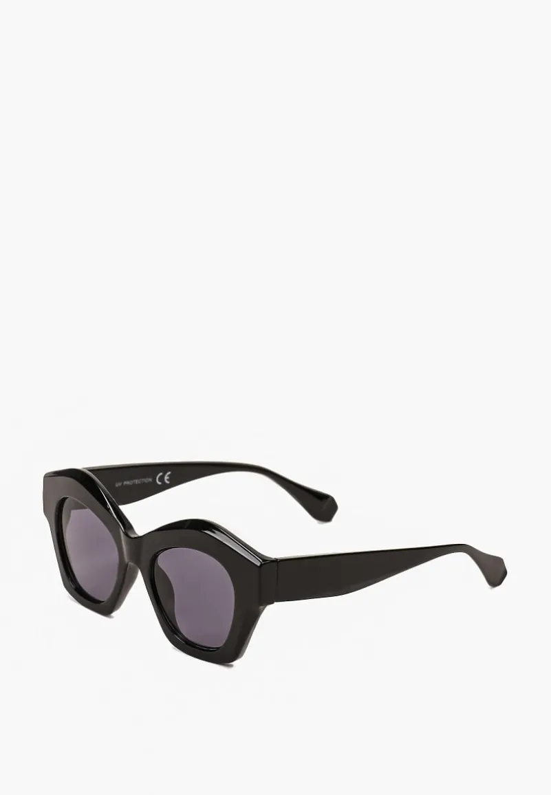 Czarne Nowoczesne Okulary Przeciwsłoneczne Zaokrąglone Enicle